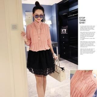 Small Mosquitoes Frilled-Trim Shirred Chiffon Blouse