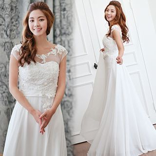 Angel Bridal Sleeveless Lace Wedding Dress