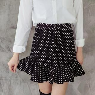 Tokyo Fashion Ruffle-Hem Polka Dot Skirt