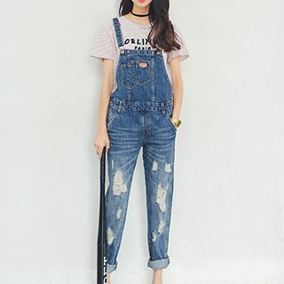 Queen Bee Distressed Washed Dungaree