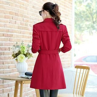 Romantica Notched-Lapel Double-Breasted Trench Coat