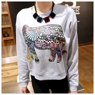 Oaksa Elephant Printed Pullover