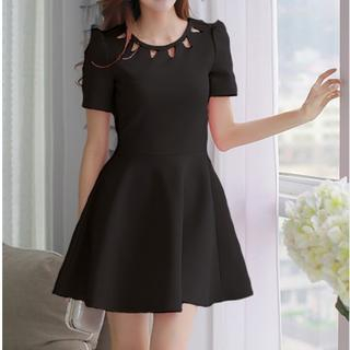 Fashion Street Cutout Neckline Skater Dress