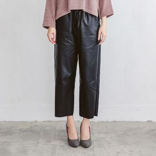 Tokyo Fashion Faux Leather Wide-Leg Pants