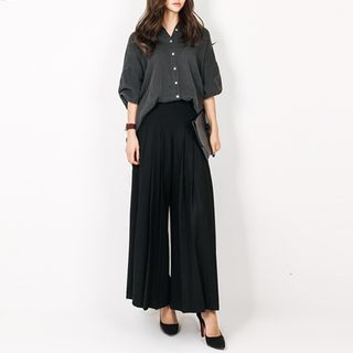 FASHION DIVA Wool Blend Wide-Leg Pants