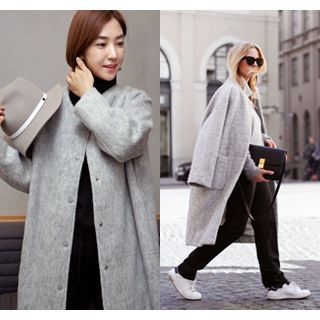 ssongbyssong Wool Blend Round-Neck Long Coat