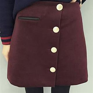 Champi Button Woolen Skirt