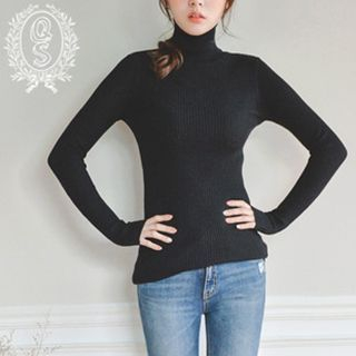 11.STREET High Collar Threaded Sweater