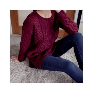 MASoeur Cable-Knit Long Sweater