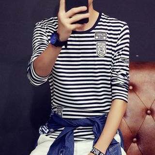 Jazzcool Applique Stripe Long-Sleeve T-shirt