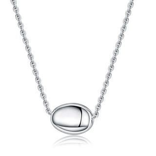 Bling Bling Bling Bling Platinum Plated 925 Silver Round Oval Bead Necklace
