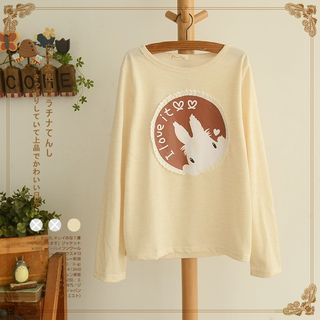 Angel Love Rabbit Printed Long-Sleeve T-shirt