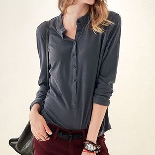 Fashion Street Long-Sleeve Button T-Shirt