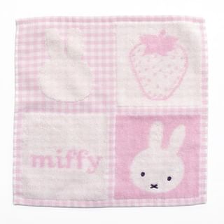 miffy Strawberry & Chocolate Series Square Gingham Towel (Pink) One Size