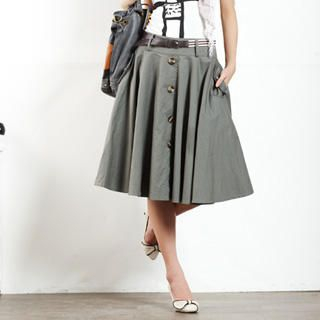 Button Front Skirt