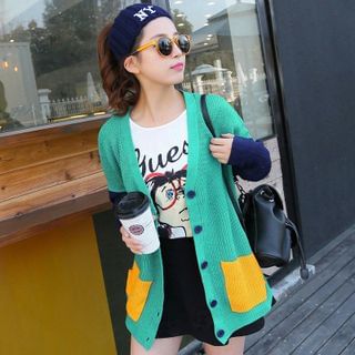 Monfer Color Block Cardigan