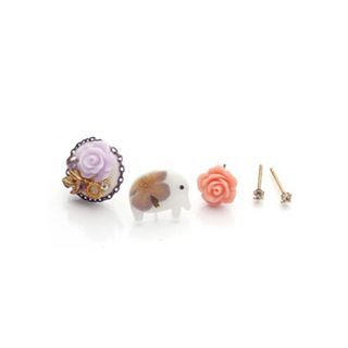kitsch island Set of 5: Elephant Flower Earring Set