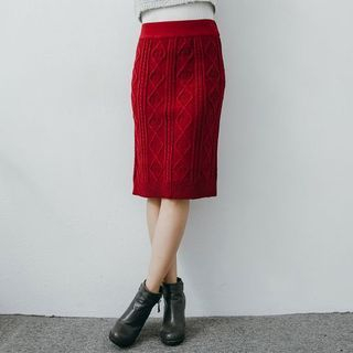 Tokyo Fashion Cable Knit Midi Skirt