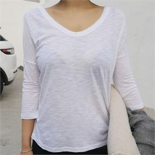 LIPHOP Round-Neck Dip-Back T-Shirt