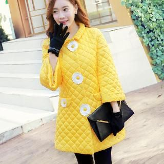 Dabuwawa Corsage-Accent Quilted Coat