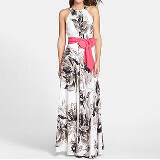 joELLE Floral Halter Maxi Dress with Sash