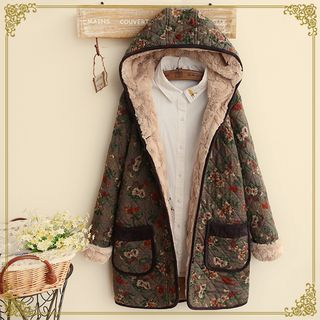 Fairyland Floral Print Fleece-lined Hooded Jacket