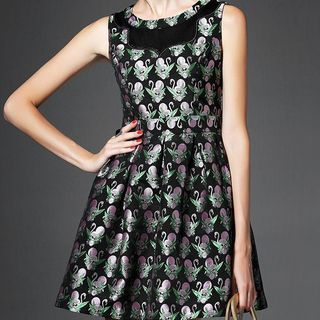 Alaroo Sleeveless Swan Patterned Dress