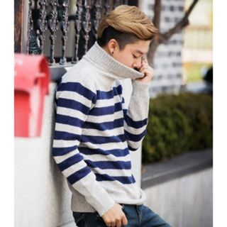 ABOKI Turtleneck Stripe Sweater