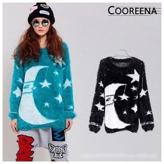 Cooreena Patterned Furry Long Sweater