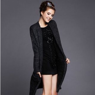Ovette Open-Front Long Knit Cardigan