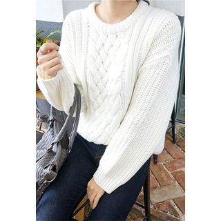 OZNARA Wool Blend Cable-Knit Sweater