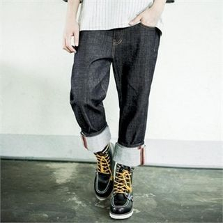 TOMONARI Stitched Wide-Leg Jeans