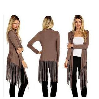 joELLE Fringed Open Front Cardigan