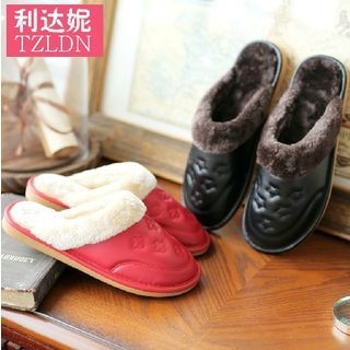 Rivari Couple Embossed Fleece-lined Slippers