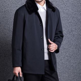 Modpop Faux Fur Collar Single-Breasted Jacket