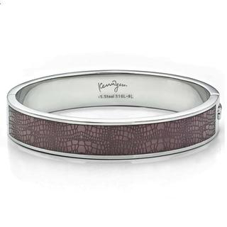 Kenny & co. Leather Pattern Sculp Bangle(M) Brown - One Size
