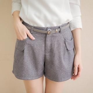 Tokyo Fashion Flap-Pocket Shorts with Belt