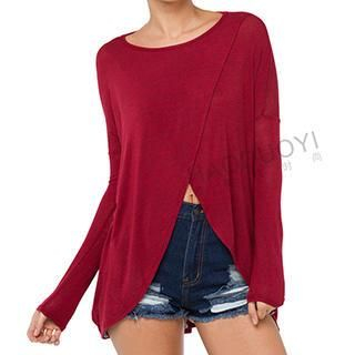 Obel Long-Sleeve Wrapped Dip-Back Top