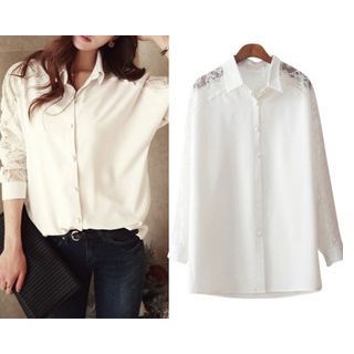 Isadora Lace Panel Chiffon Blouse