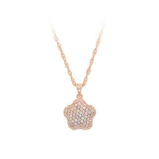 BELEC Rose Gold Plated 925 Sterling Silver Stars Pendant with White Cubic Zircon and Necklace