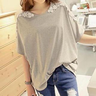 Dream Girl Bat-Wing Lace Panel Top
