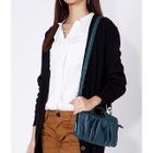 Faux Leather Convertible Pleated Clutch Blue -One Size