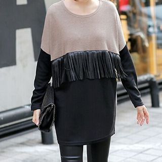 Jolly Club Fringed Color-Block Pullover