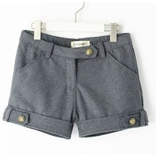 LITI Cuff Hem Woolen Shorts