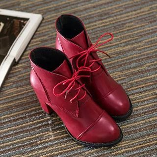 Zandy Shoes Lace-Up Heel Ankle Boots