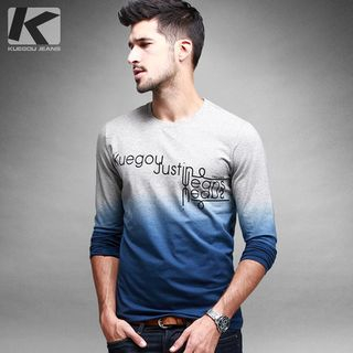Quincy King Gradient Letter Long-Sleeve T-shirt