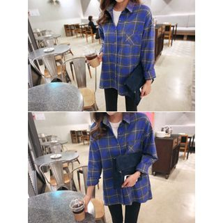 hellopeco Loose-Fit Plaid Shirt