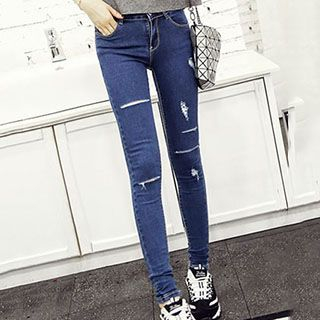 Everose Distressed Skinny Jeans
