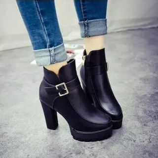 Wello Faux Leather Platform High Heel Ankle Boots