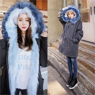 QNIGIRLS Faux-Fur Lined Hooded Parka